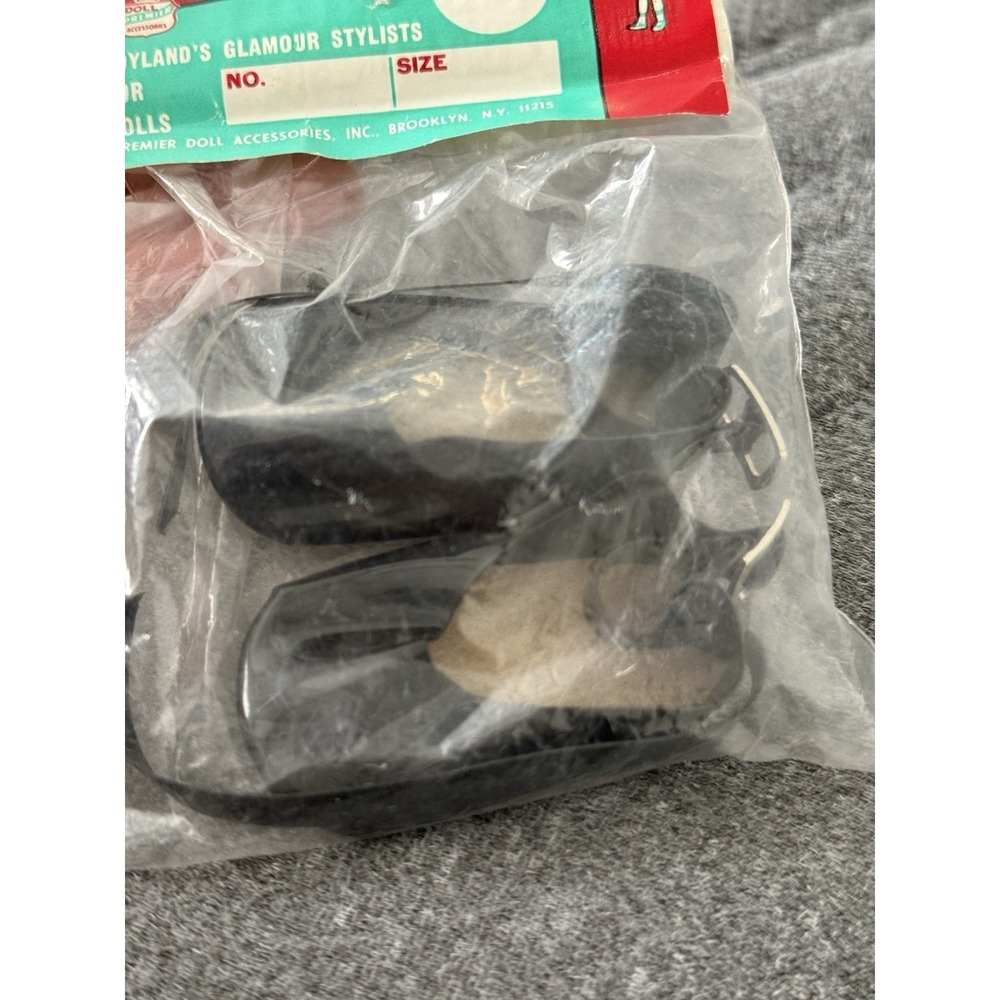 Vintage Premier Product Toylands Glamour Stylists Doll Shoes Black Ballet Flats - Picture 2 of 6